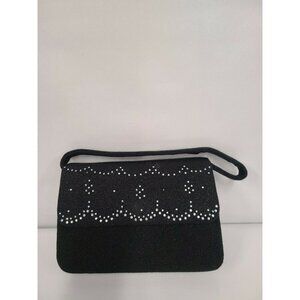 Milano Black‎ Beaded Flap Handbags Size 10x7